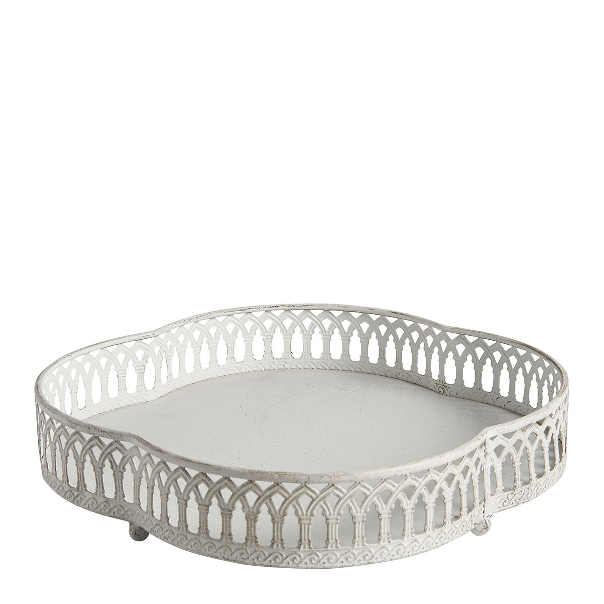 Set de 2 plateaux Idylle en métal blanc, MATHILDE M