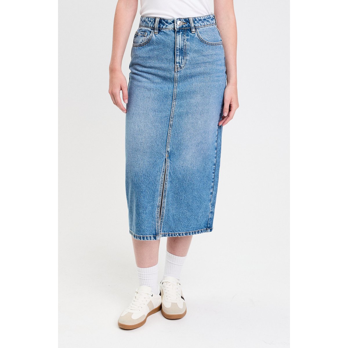 Jupe crayon taille standard denim double stone, CACHE CACHE
