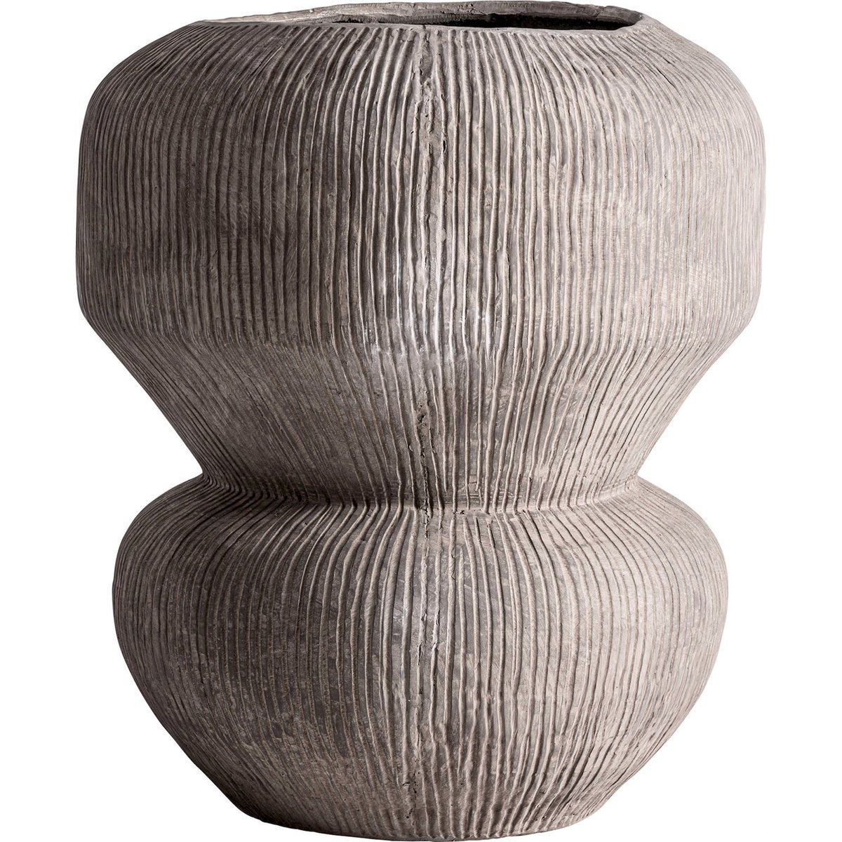 Vase amphore en fibrociment strié beige, RECOLLECTION