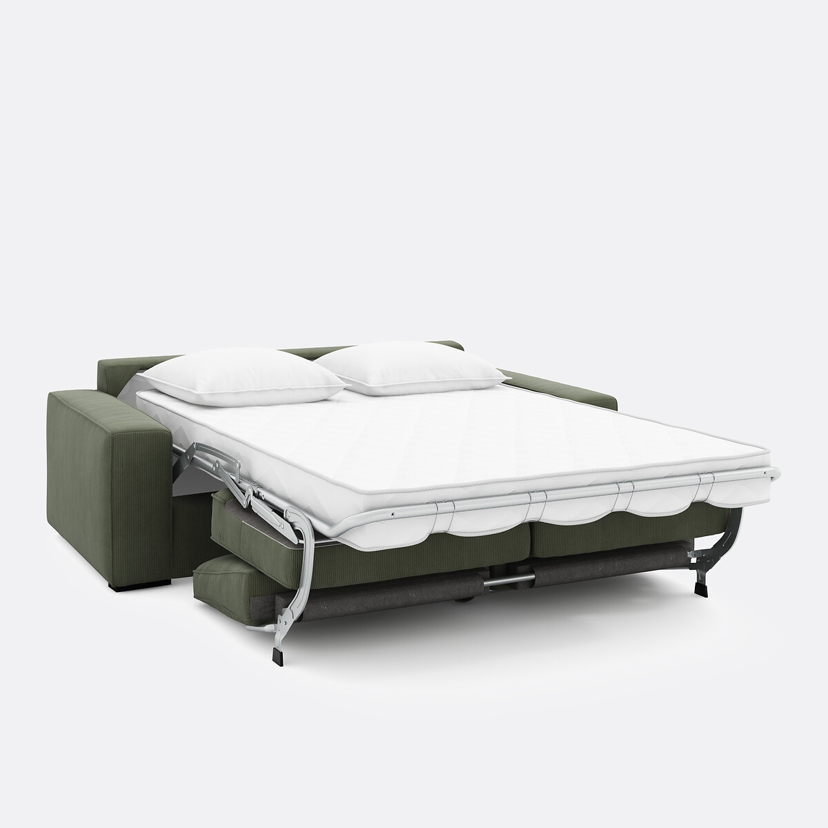 Canapé convertible, Comfort Bultex®, en velours cotelé fines cotes, CECILIA vert, LA REDOUTE INTERIEURS