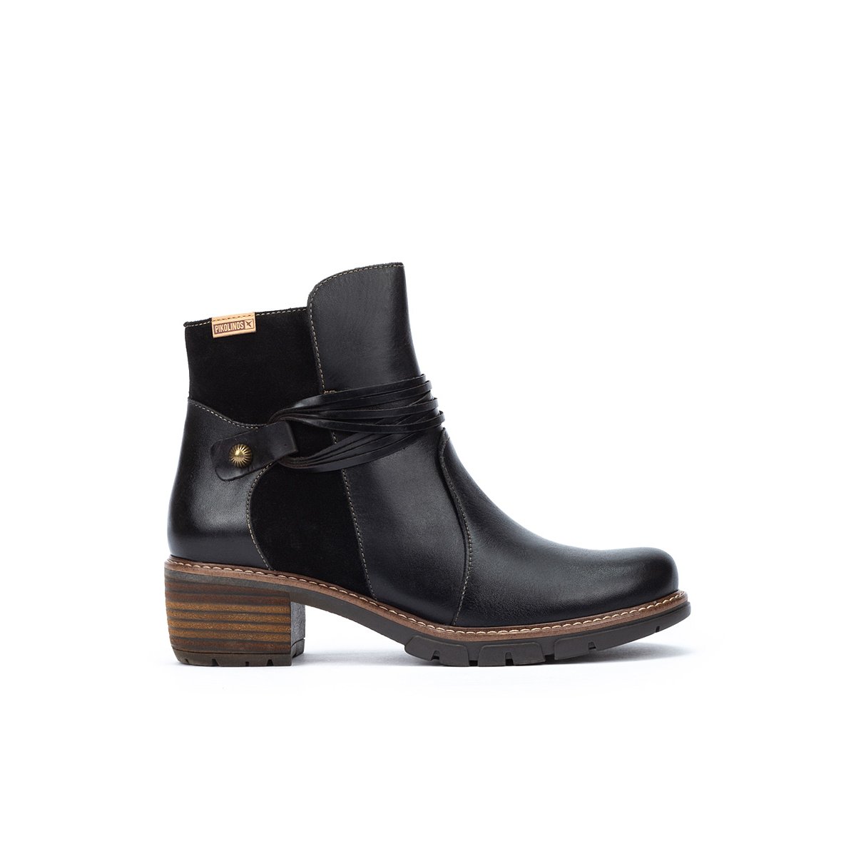 Bottines à talon cuir San Sebastia black, PIKOLINOS