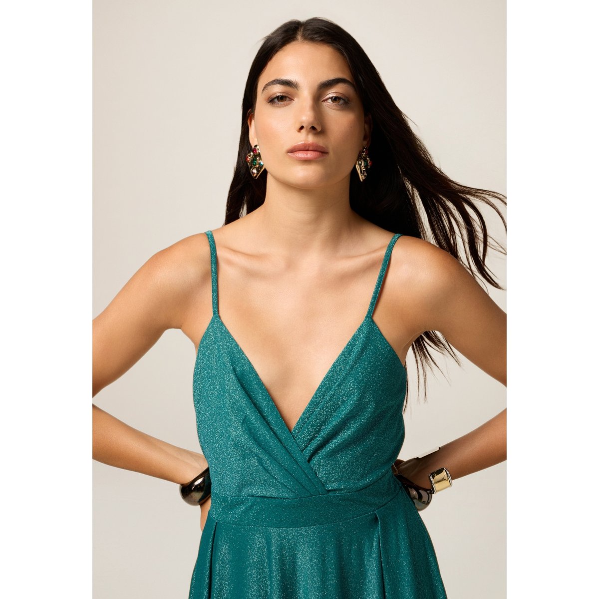 Robe plissée petrol blue, OLTRE