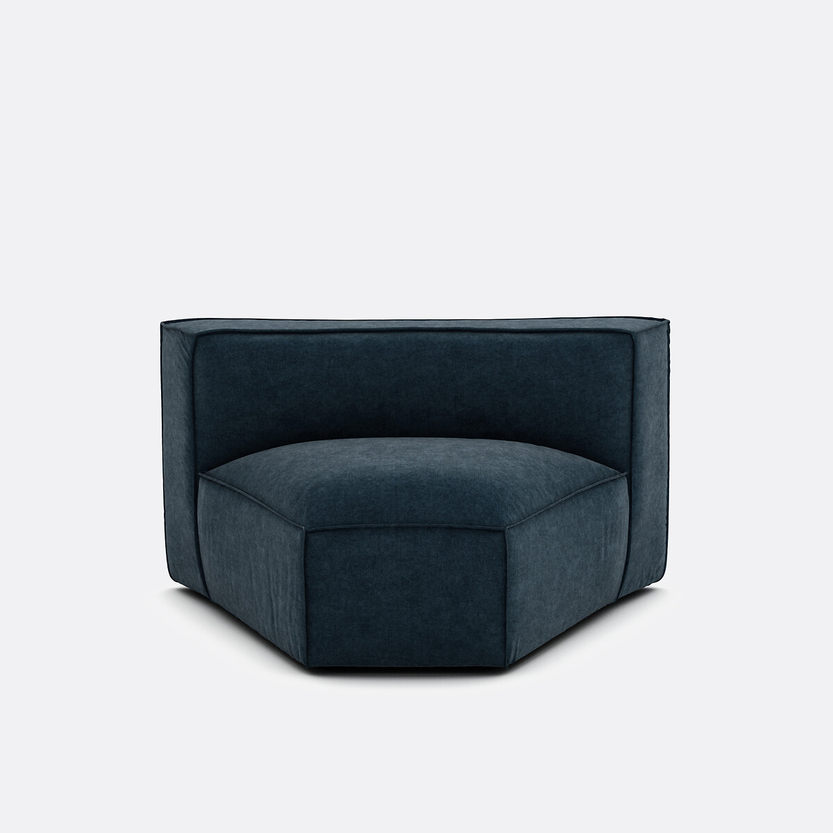 Elément d'angle ouvert pour canapé modulable, en velours texturé, SEVEN bleu de prusse, LA REDOUTE INTERIEURS