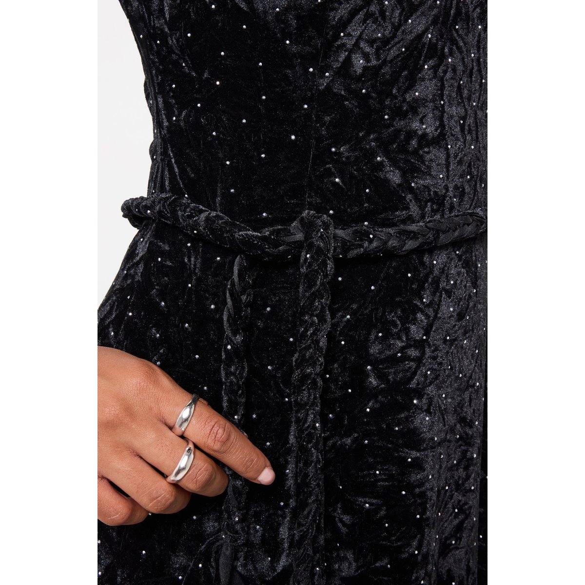 Robe Courte Scintillante en Velours Phoebe noir, JOE BROWNS