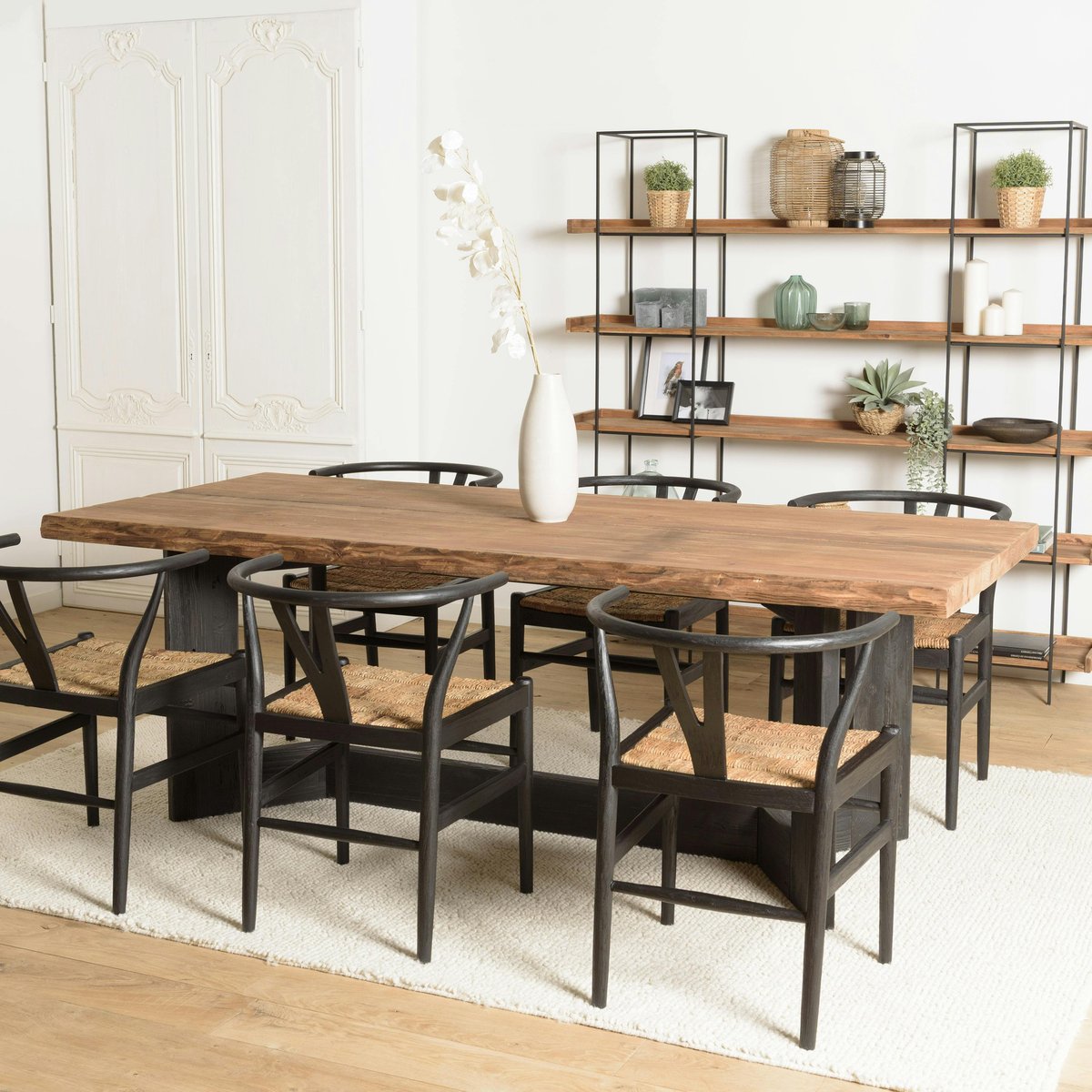 Table de repas bois recyclé pin 220 cm CRACOVIE bois naturel, PIER IMPORT
