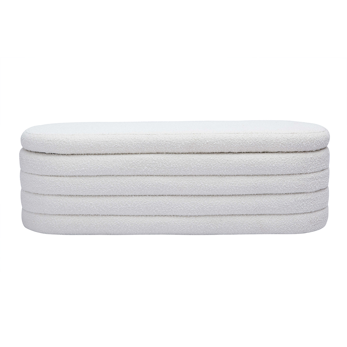 Banc coffre en tissu effet laine bouclée blanc L125 cm NAVY blanc, MILIBOO