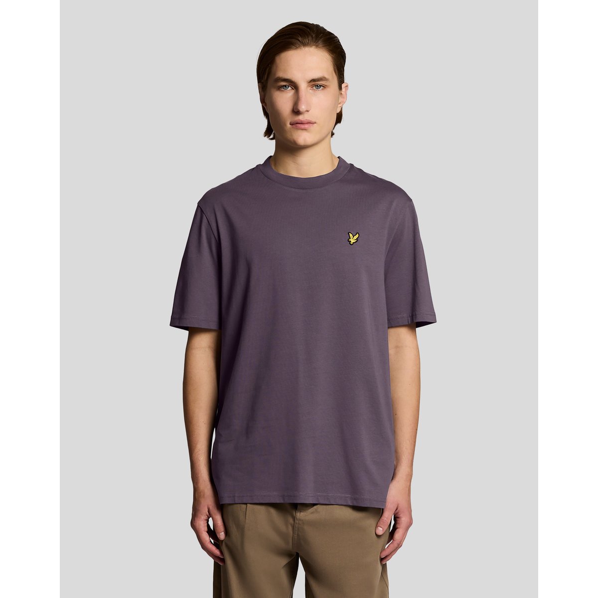 T-shirt ample en coton col rond grise pierre, LYLE & SCOTT