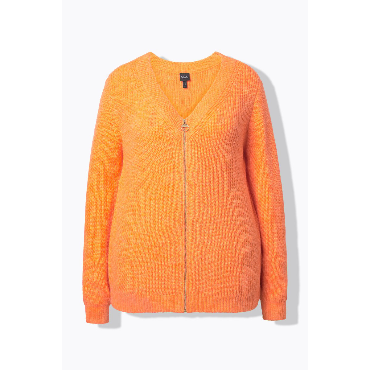 Cardigan en maille côtelée orange fluo, ULLA POPKEN