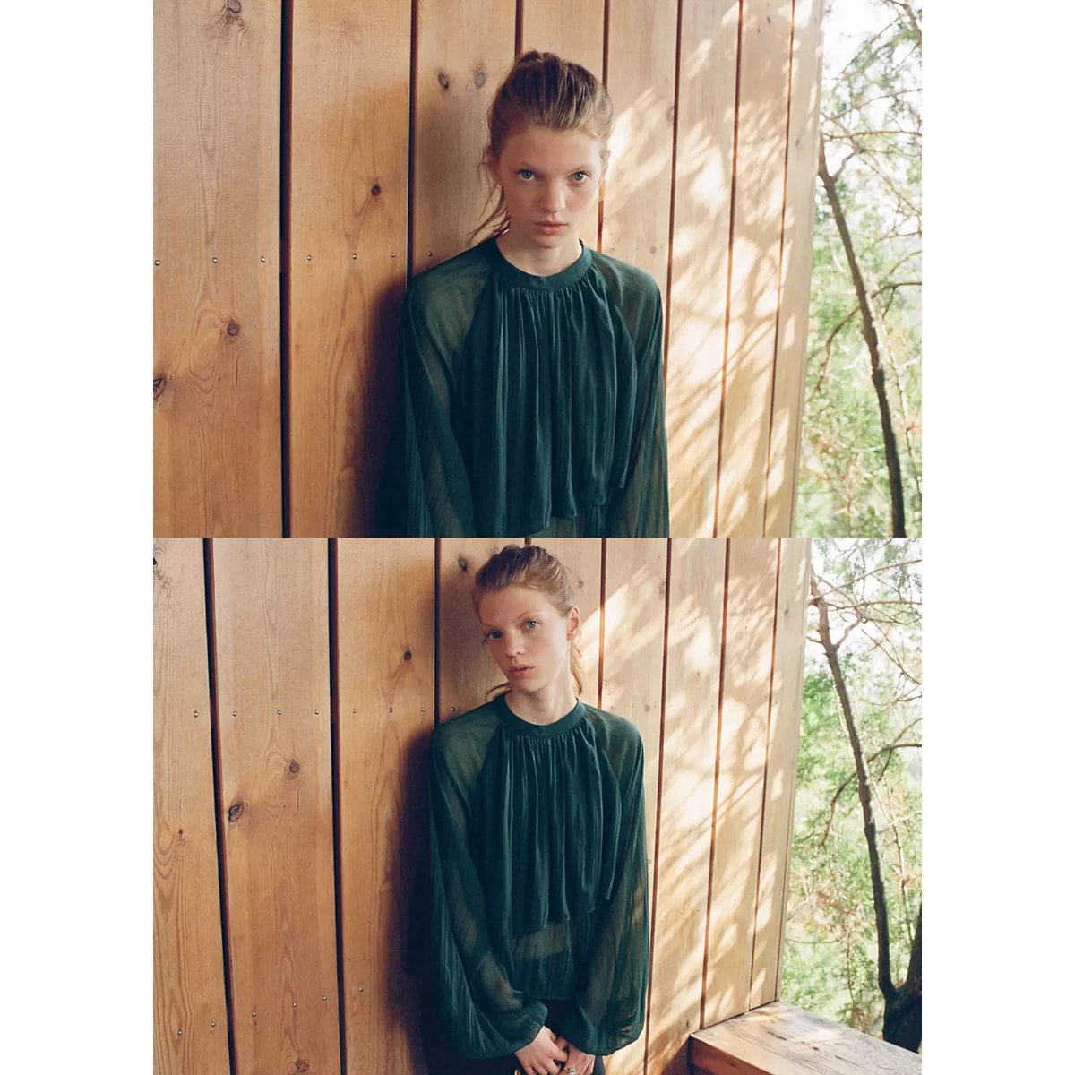 Blouse bouffante à volants bleu pétrole, MANGO TEEN