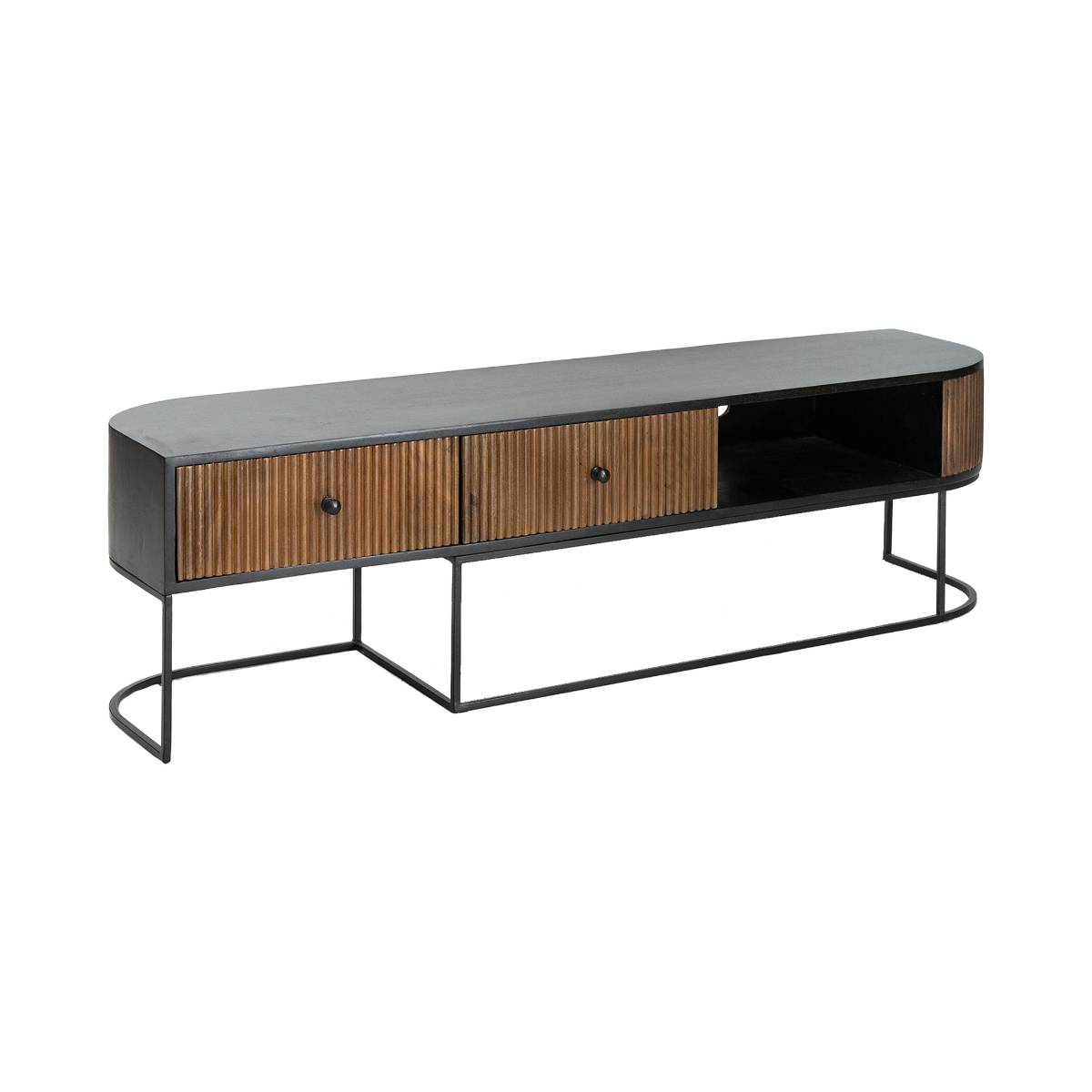 Meuble TV en bois de manguier YSÉ bois foncé, MADE IN MEUBLES