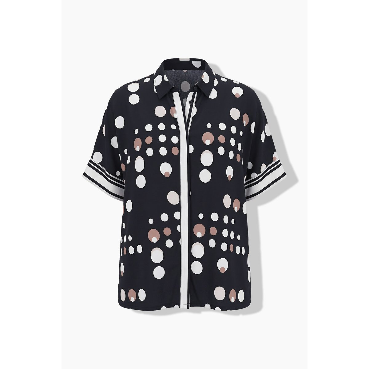 Blouse à pois au tombé fluide noir, ULLA POPKEN