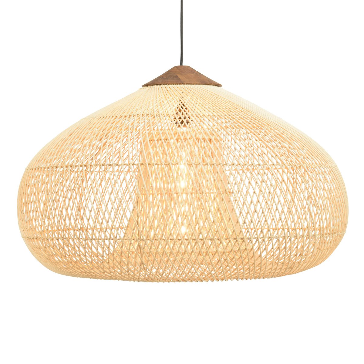 Suspension entonnoir en rotin 80cm FOLELLI ecru, PIER IMPORT