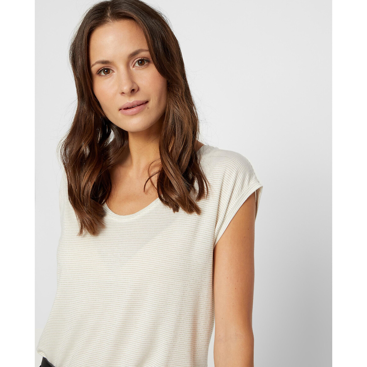 T-shirt effetto brillante bianco, PIECES