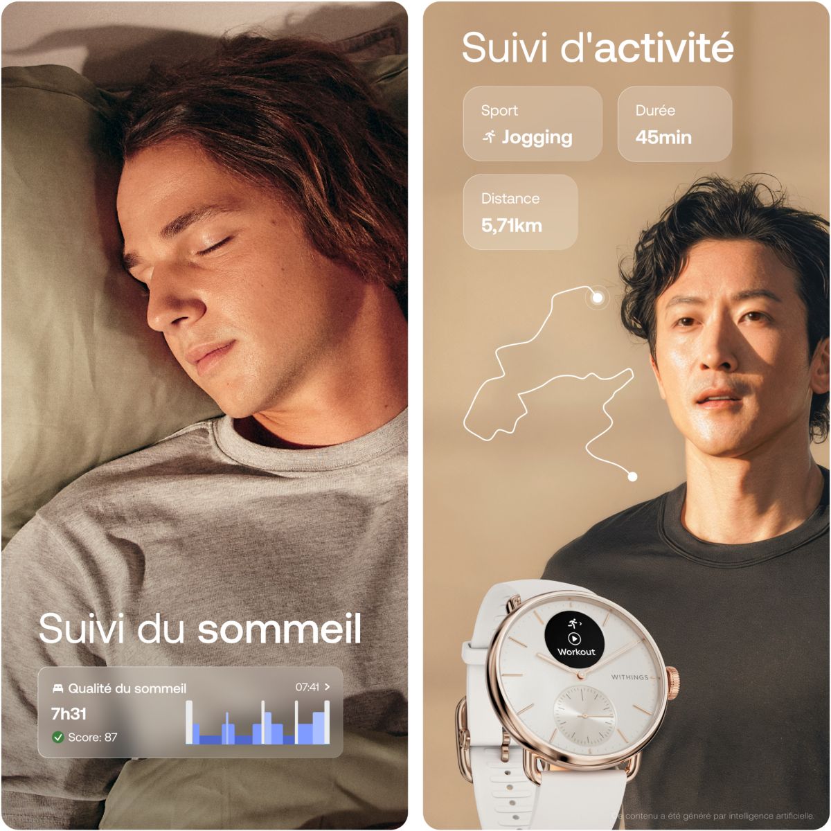 Montre santé ScanWatch 2 Rose Gold 38mm + bracelet milanese offert couleur unique, WITHINGS