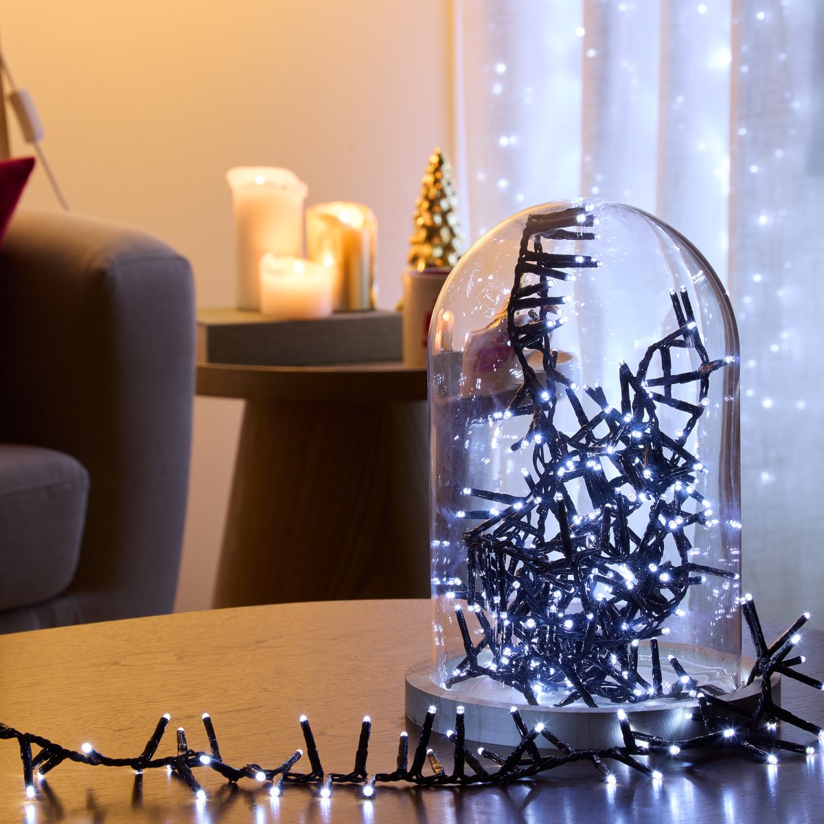 Guirlande lumineuse micro-LED d'extérieur 5 m 500 LED blanc froid 13 fonctions avec minuteur sur secteur blanc froid, FEERIC LIGHTS & CHRISTMAS