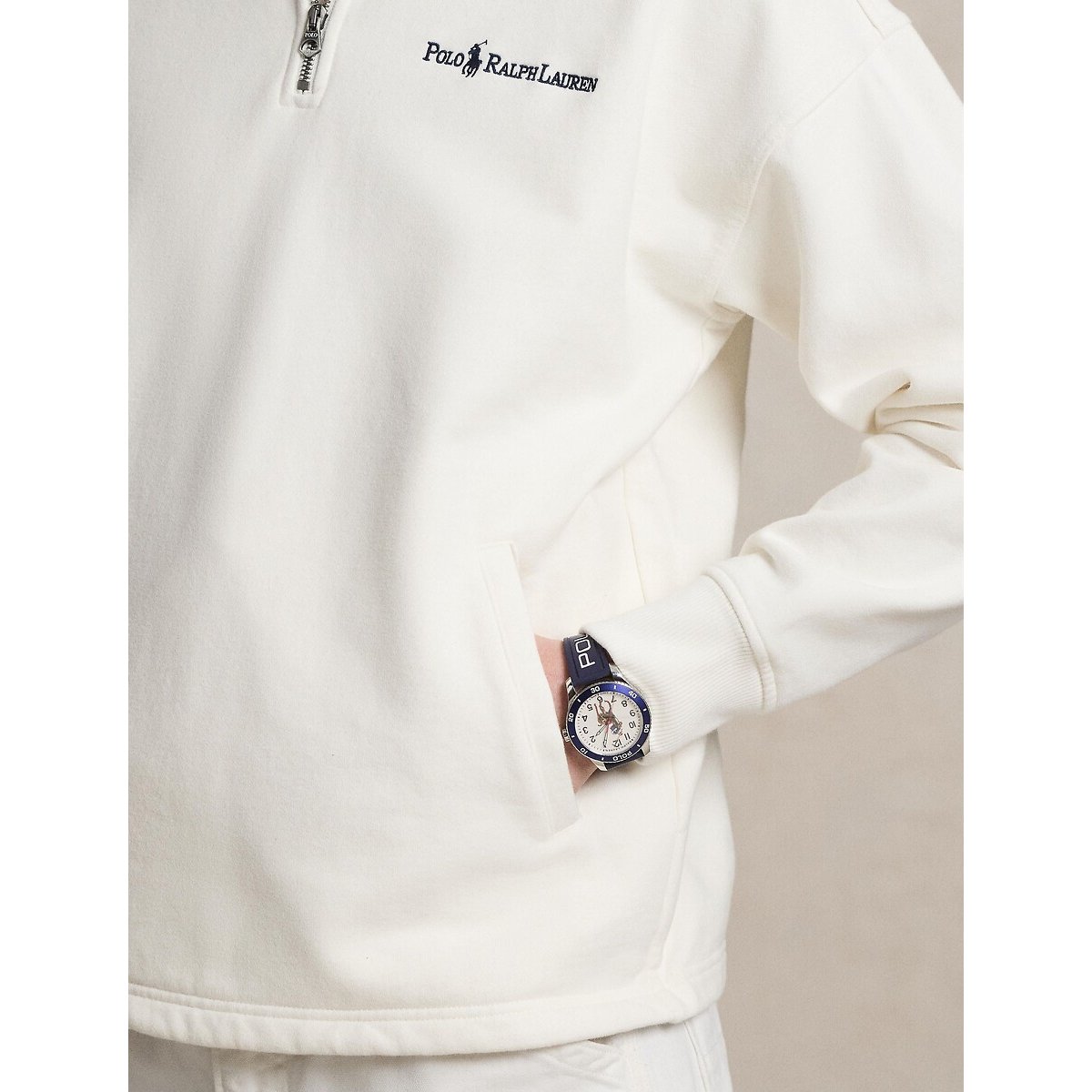 Sweat col zippé ecru, POLO RALPH LAUREN