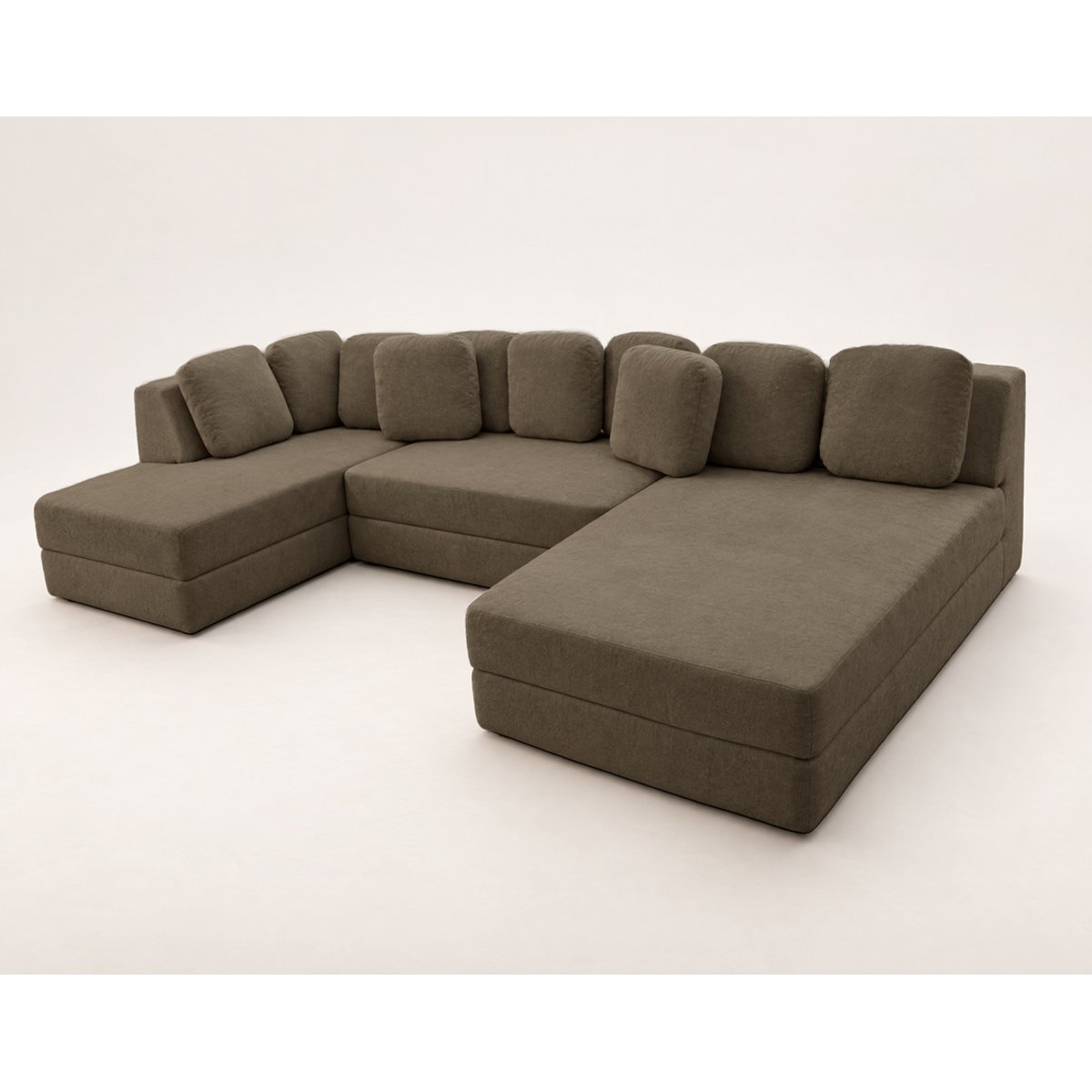 Canapé panoramique d'angle gauche 7 places, AARON marron, BEST MOBILIER