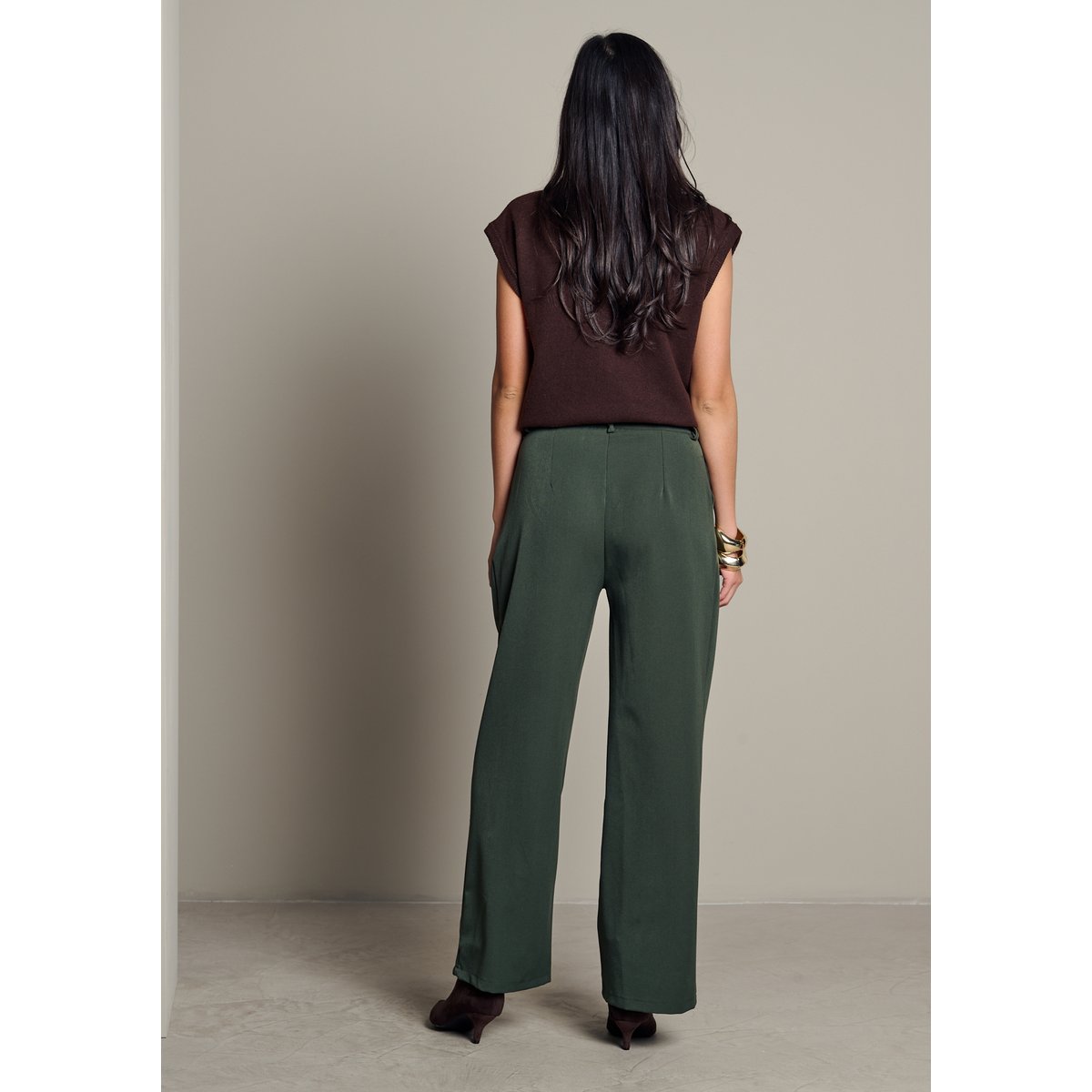 Pantalon ample en flanelle khaki, LOLALIZA