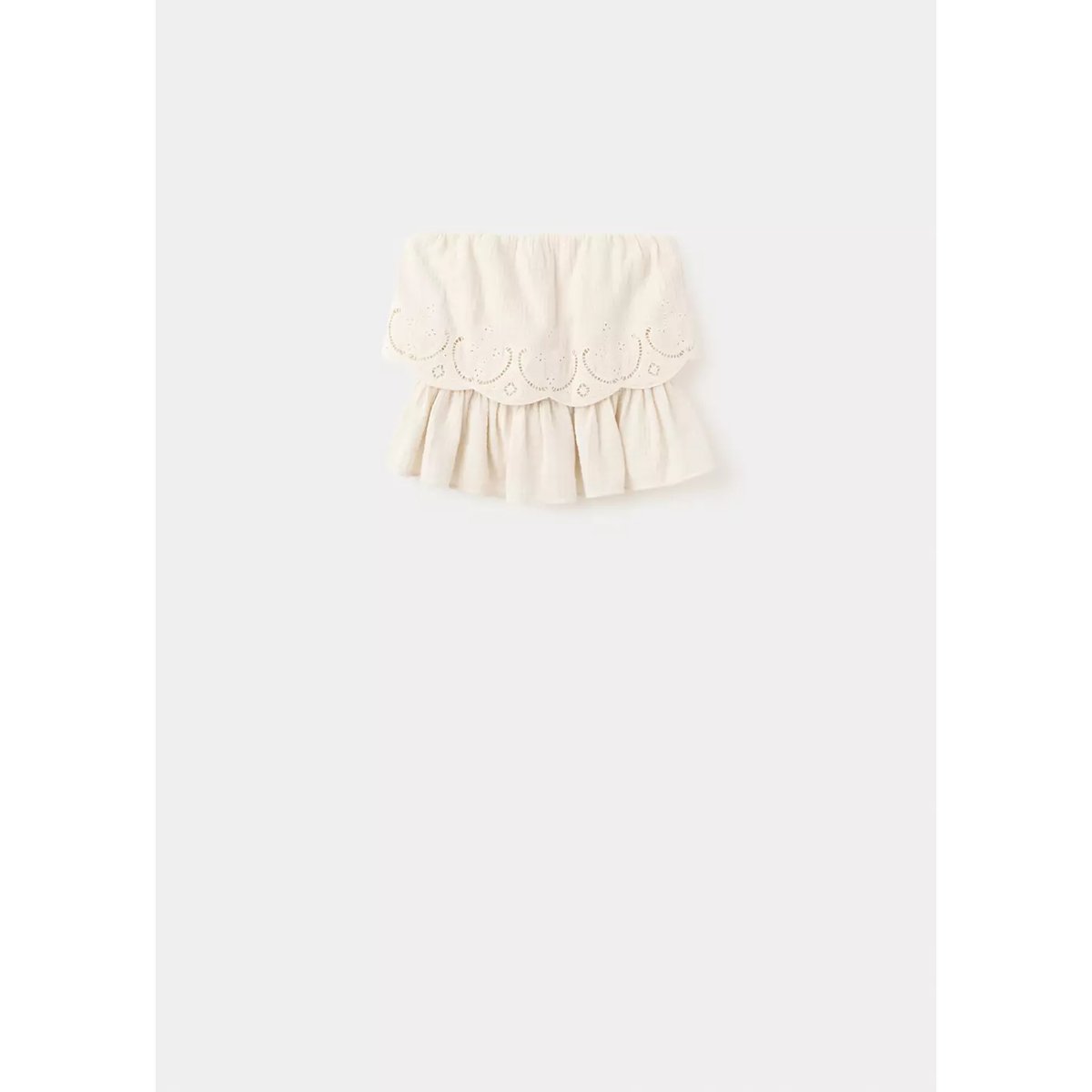 Top en tissu gaufré avec détails brodés écru, MANGO