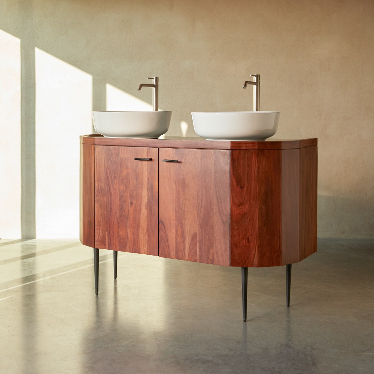 Meuble Salle De Bain en Palissandre massif, JADE marron, TIKAMOON