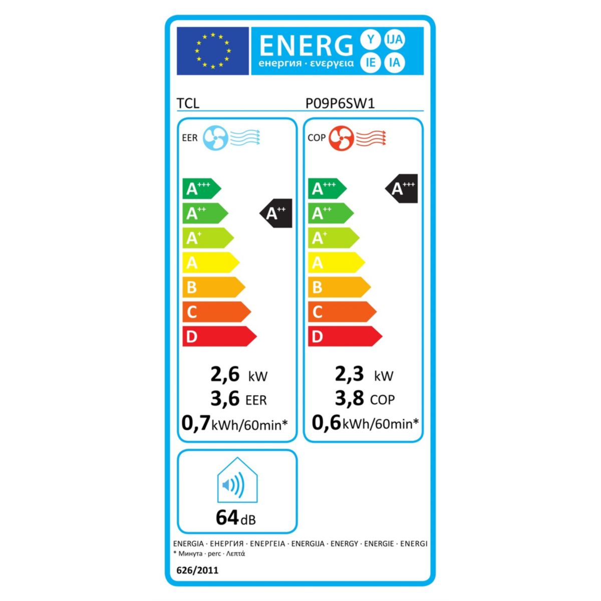Climatiseur réversible P09P6SW1 blanc, TCL