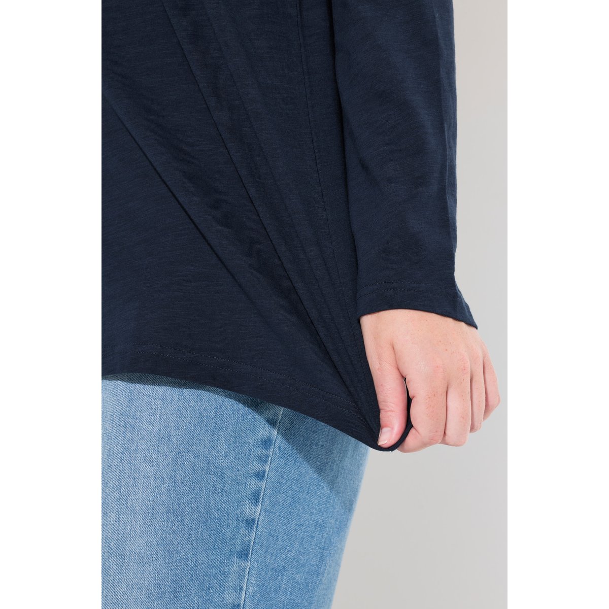 T-shirt à col rond et manches longues marine, ULLA POPKEN