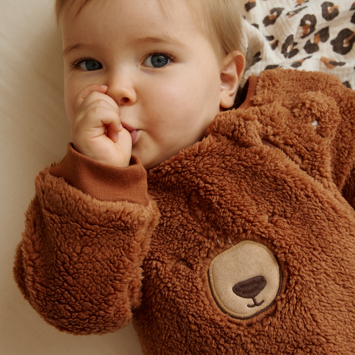 Surpyjama bébé en sherpa Moka marron, PETIT BEGUIN