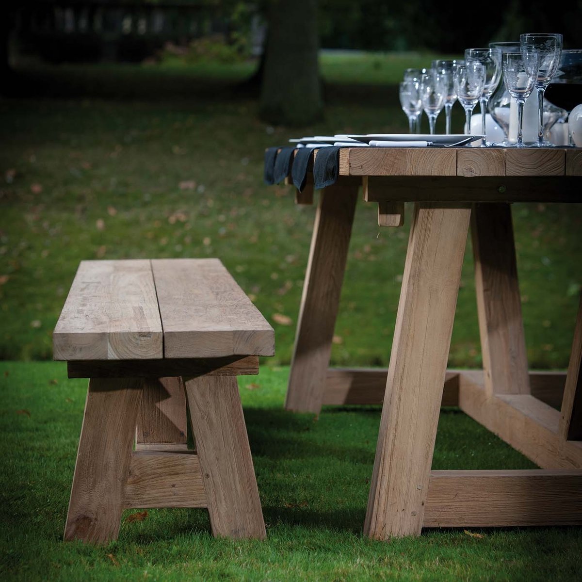 Banc de jardin en teck, COTTAGE bois clair, GESCOVA