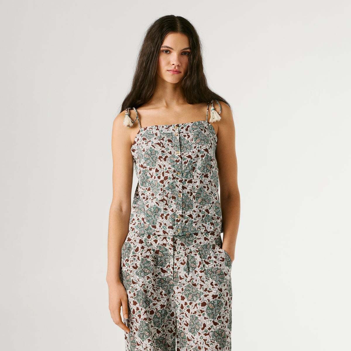 Top À Bretelles À Imprimé Floral vert hydro, PEPE JEANS