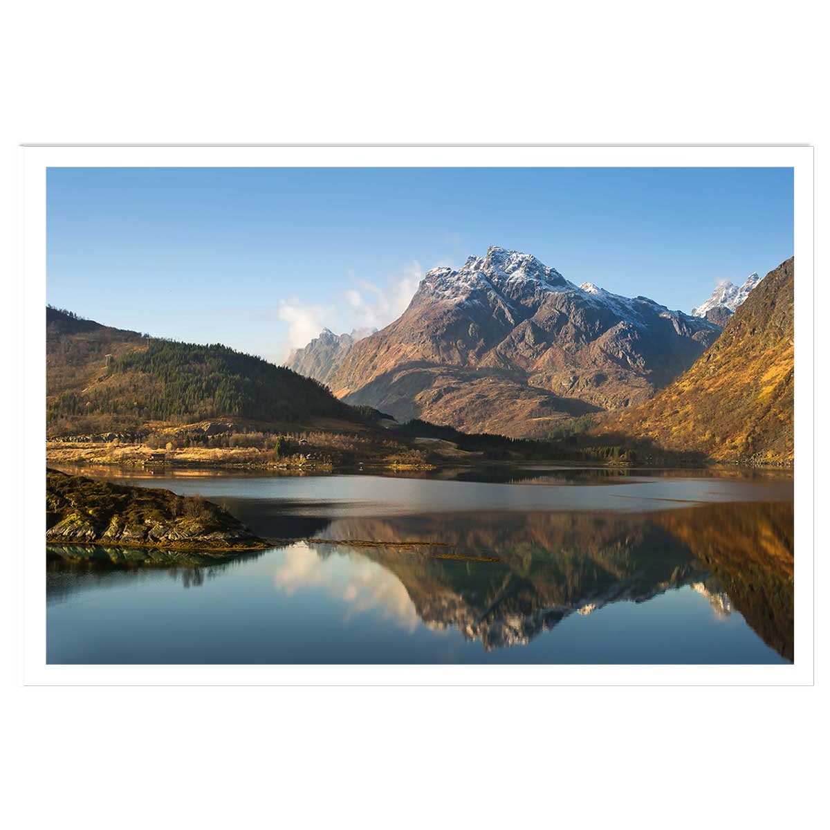 Affiche montagne et lac, l île lofoten affiche seule, HEXOA