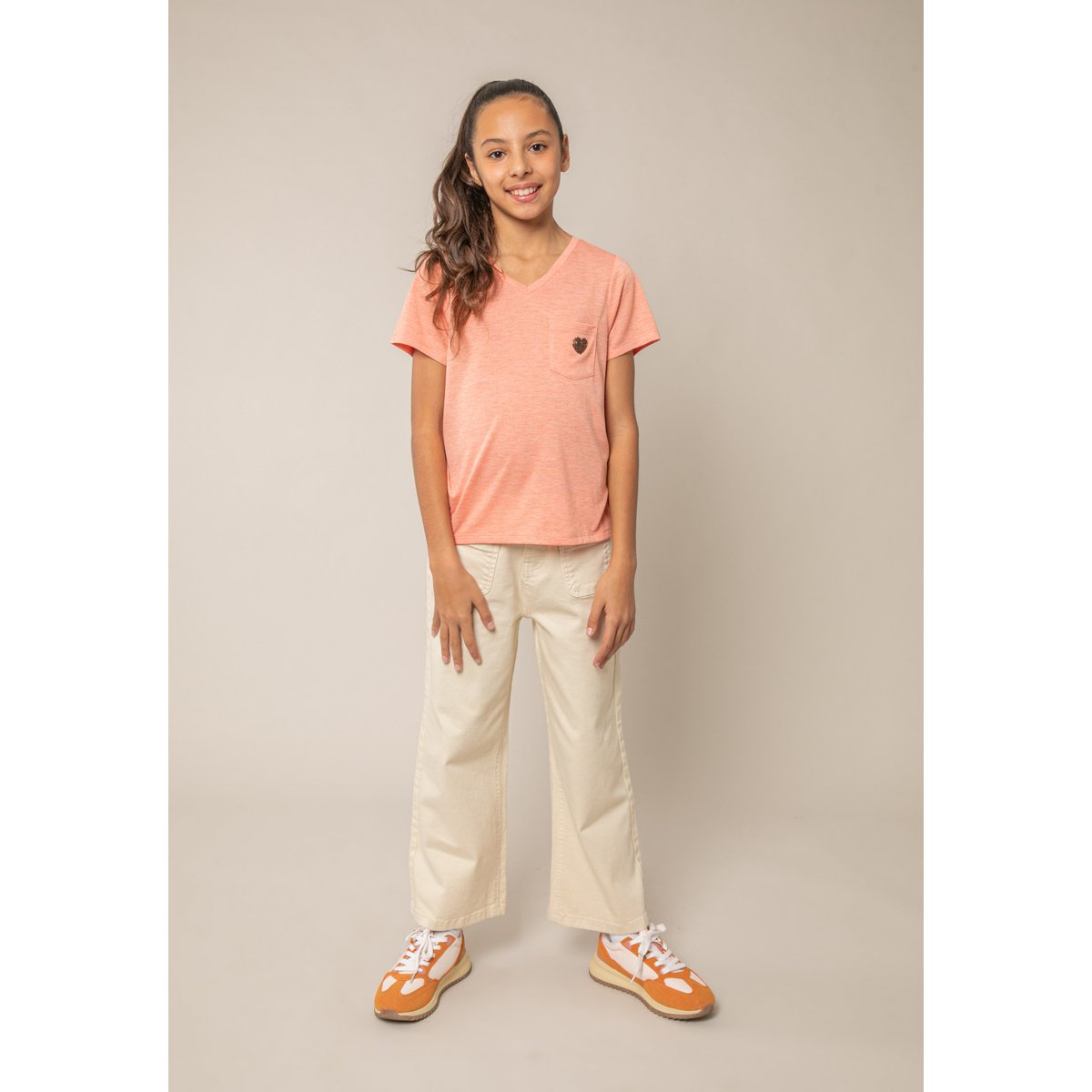 T-shirt fille fluide KELLIE peach mel, DEELUXE