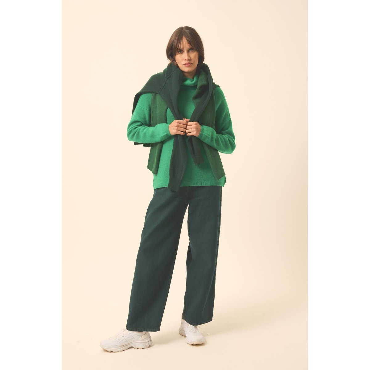 Pull Col Roulé Menthe Blantyre vert, JUST CASHMERE