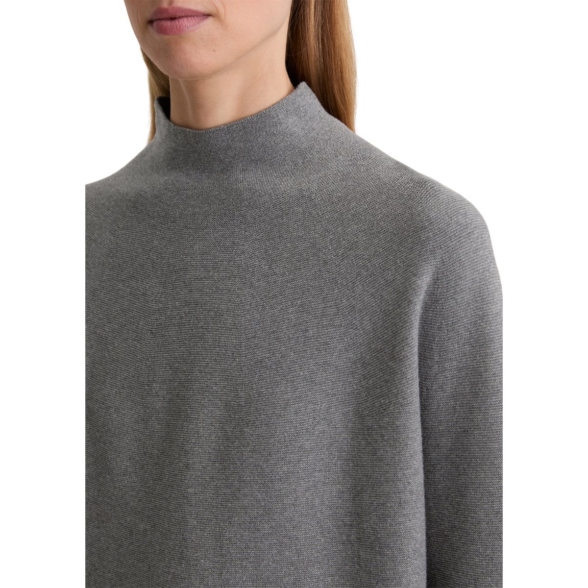 Pull-over seamless loose en coton bio doux gris, MARC O'POLO