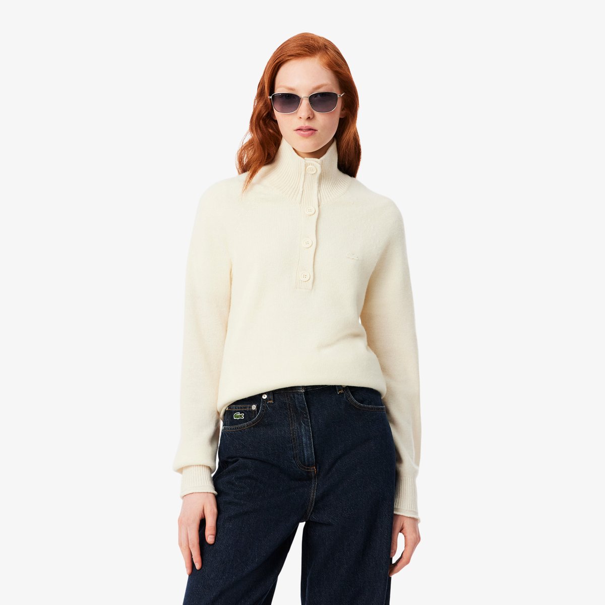 Pull col montant laine beige-xfj, LACOSTE