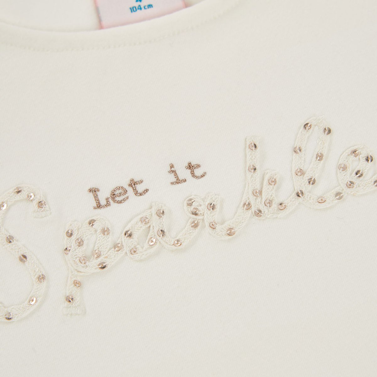 T-shirt fille en maille avec message blanc, BOBOLI