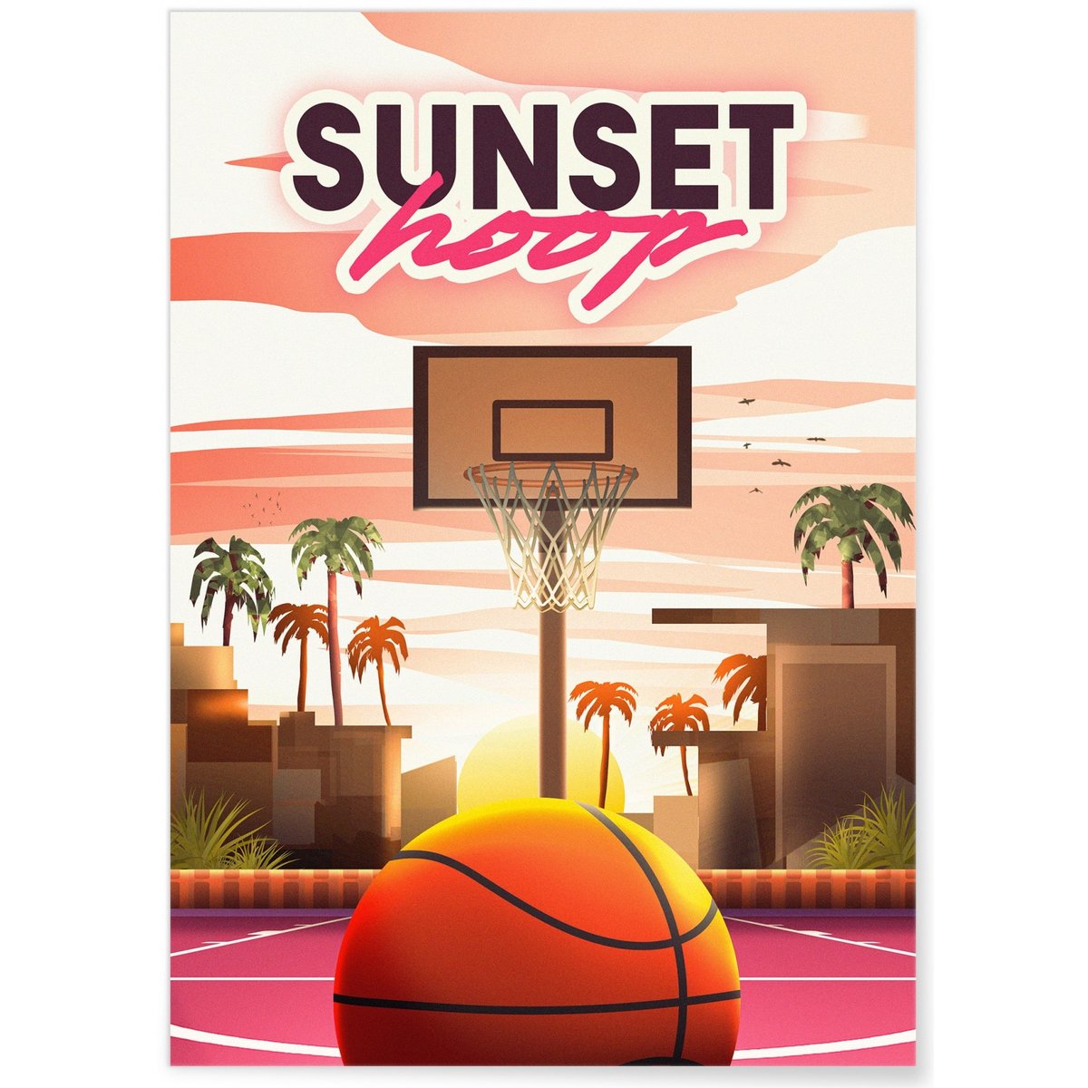 Affiche 'Sunset hoop' blanc, L'AFFICHERIE