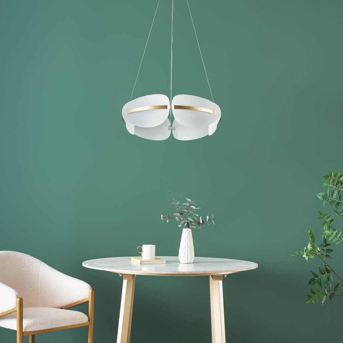 Suspension LED capsule galbée - CRISTALIA blanc et doré, KOSILUM