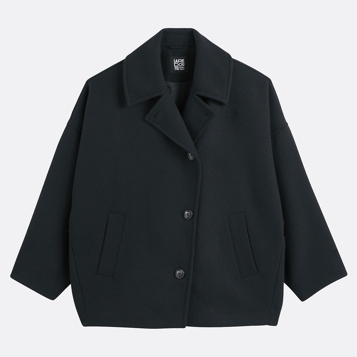 Manteau court oversize boutonné noir, LA REDOUTE COLLECTIONS