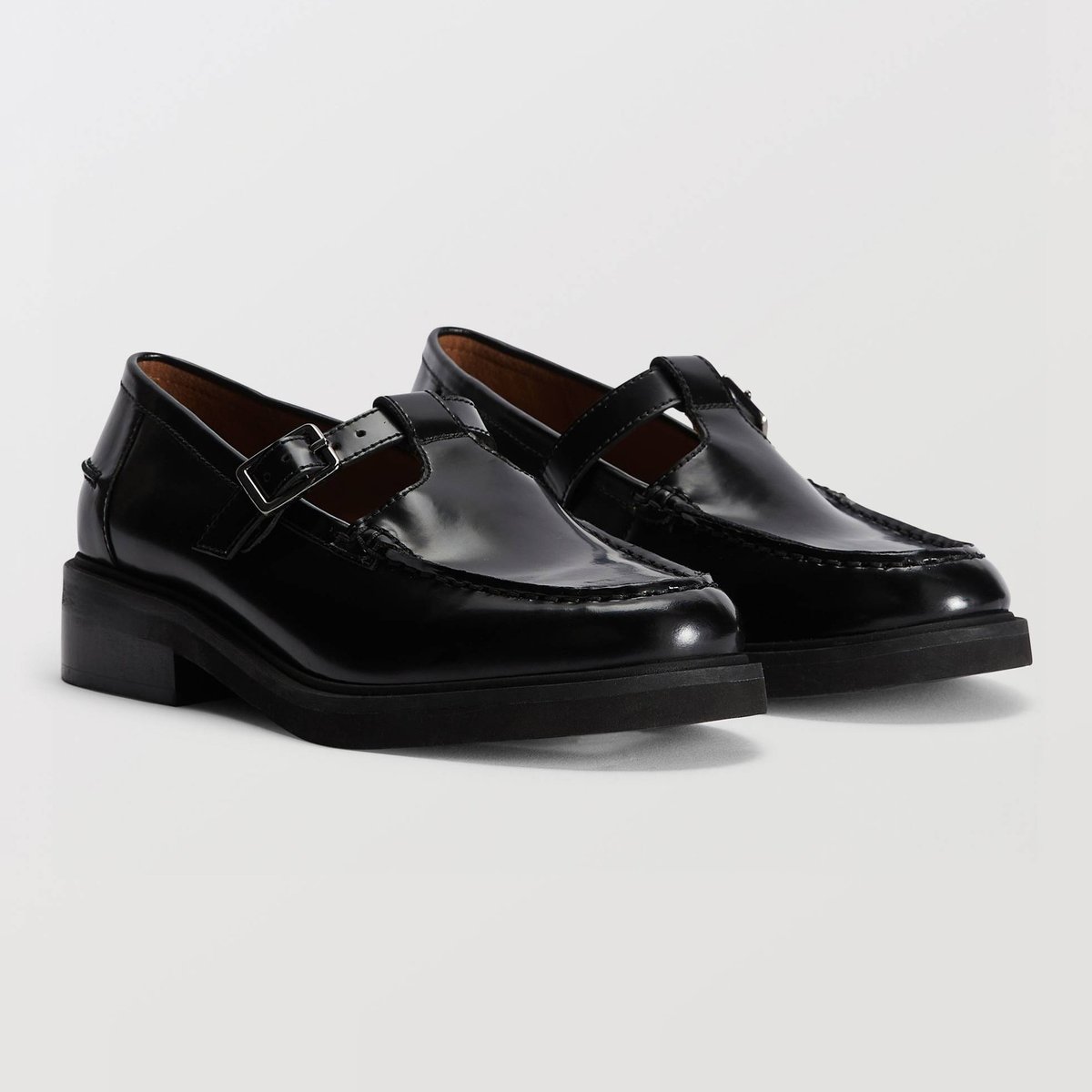 Salomés en cuir noir, MONOPRIX