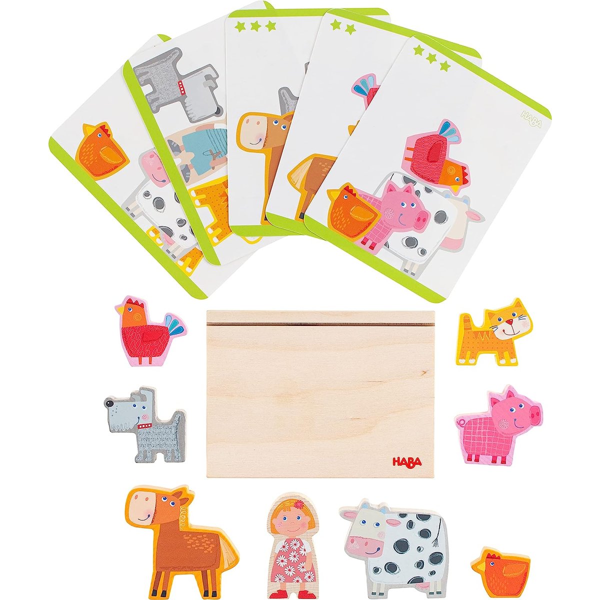 Jeu à empiler 3D À la ferme beige, HABA