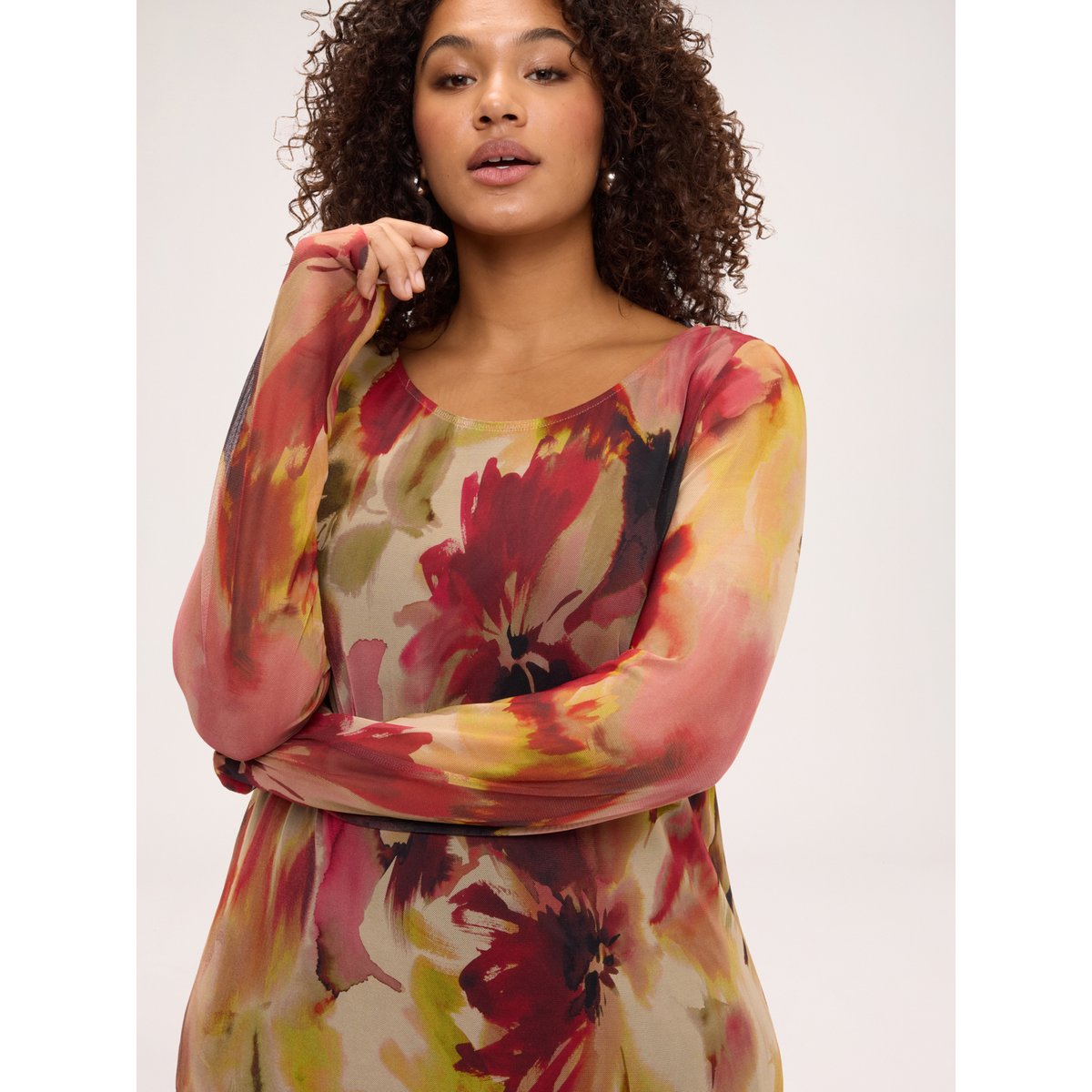 Robe évasée avec imprimé beige, FIORELLA RUBINO