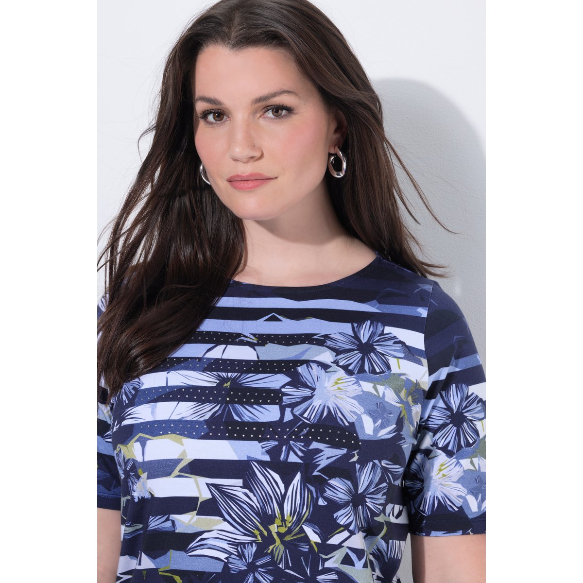 T-shirt en coton Pima marine foncé, ULLA POPKEN