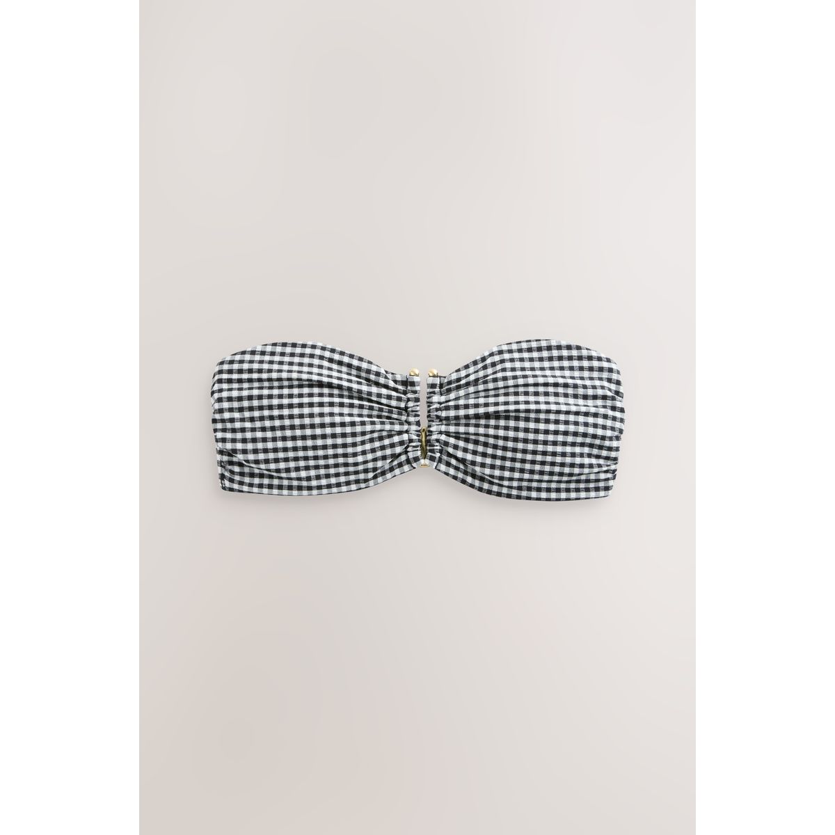Haut de bikini bandeau à bords contrastés vichy noir/blanc, NEXT