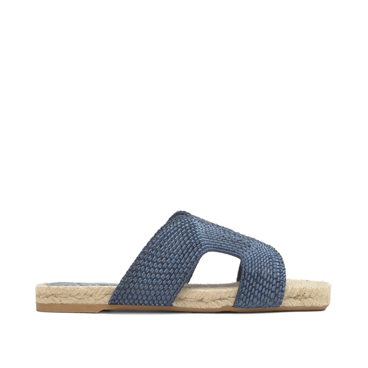 Sandales plates mules en raphia PURA PLATFORM denim, CASTANER