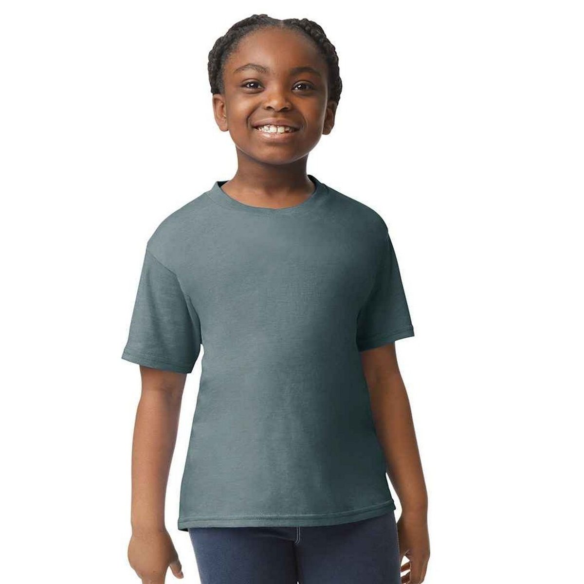 T-shirt uni manches courtes SOFTSTYLE gris foncé chiné, GILDAN