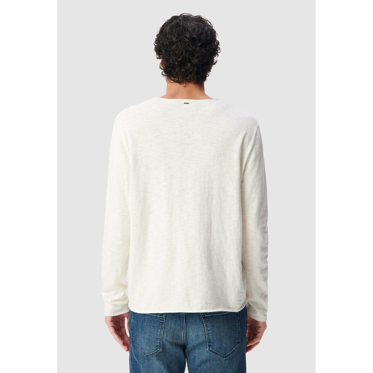 Pull tricot flammé à bords roulottés ecru, IKKS
