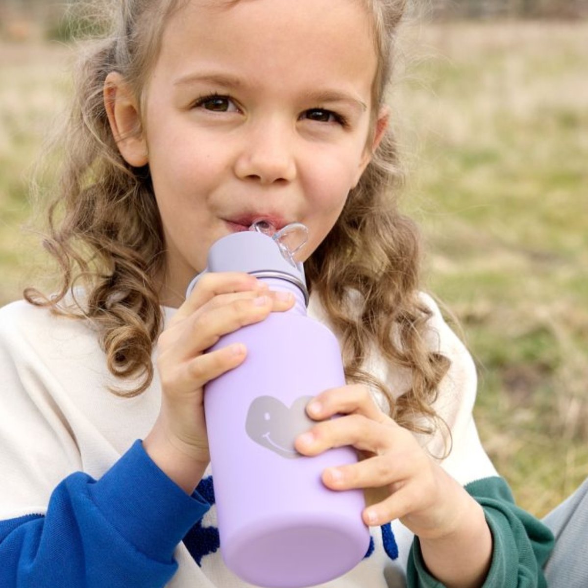 Gourde pour enfant inox Little Gang Coeur mauve, LASSIG