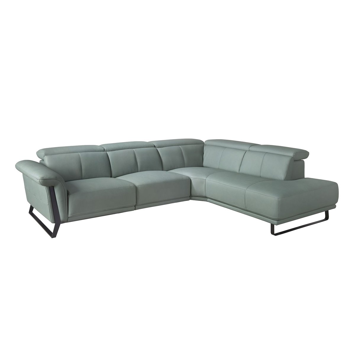 Canapé d'angle relax droite en cuir vert turquoise | noir, ANGEL CERDA