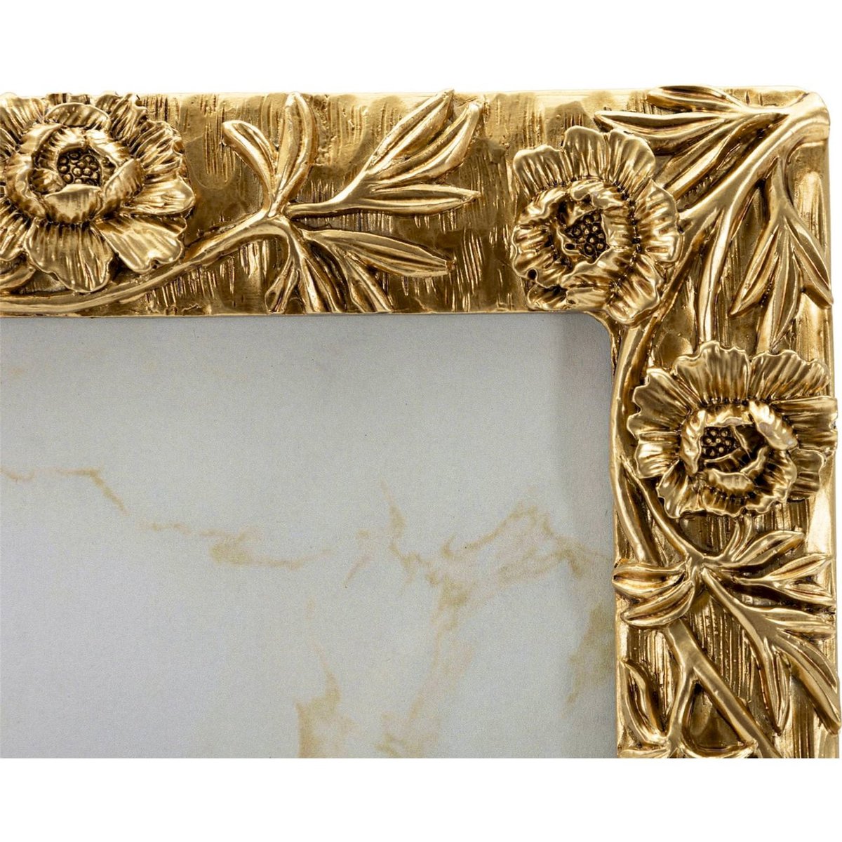 Cadre photo à relief floral et verre GLAM doré, RECOLLECTION