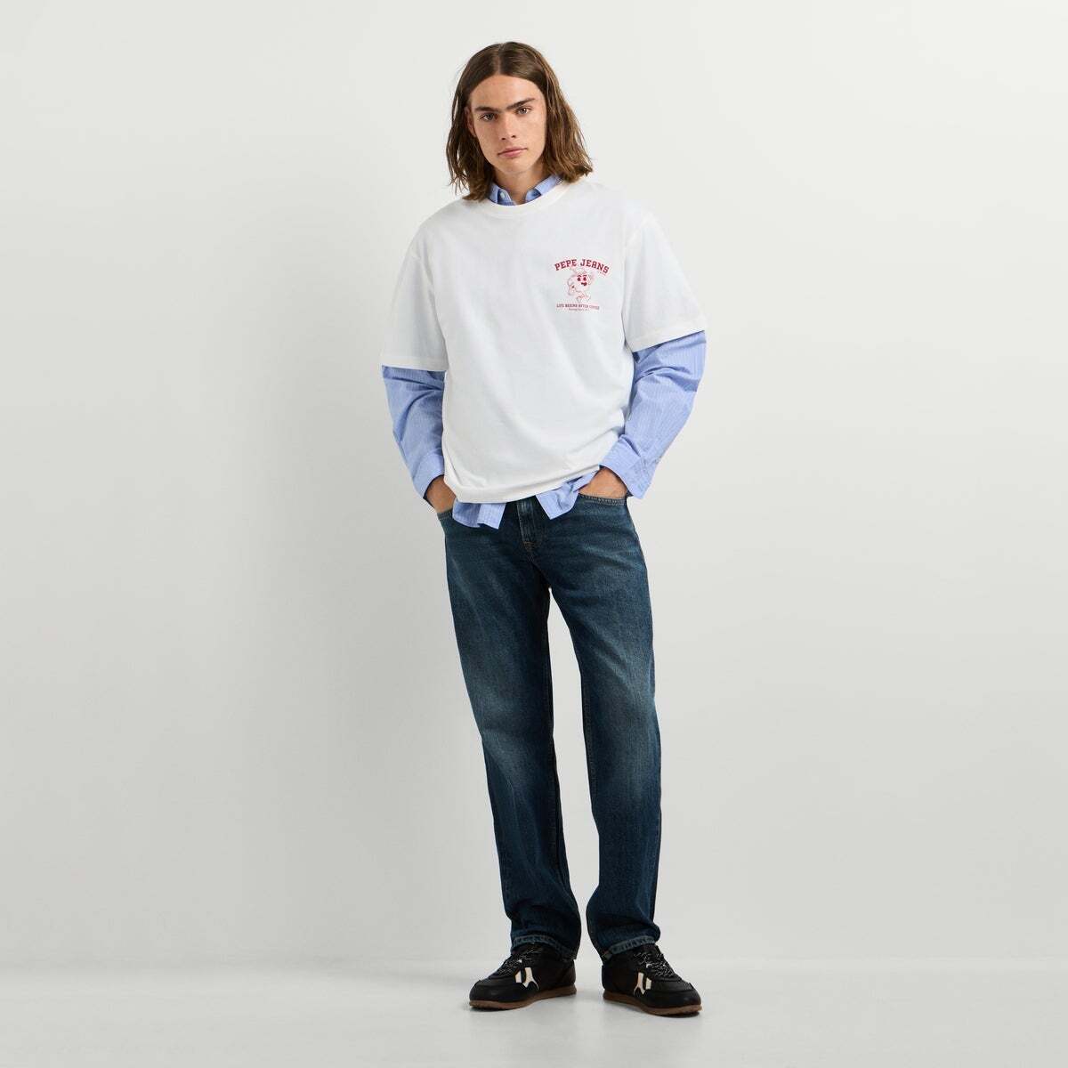 T-Shirt À Imprimé Graphique Coupe Casual blanc cassé, PEPE JEANS